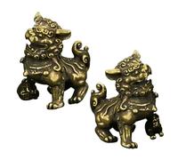 HAMPPLIES Copper Feng Shui Lion Ornament for Desktop Unique Craftsmanship Brass Adornment Auspicious Decor to Attract Wealth and Vitality Home and Office Decoration Gift