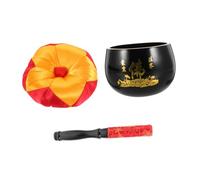 HAMPPLIES Copper Singing Bowl 3.5 Inch (9.5cm) Meditation Musical Therapy Set with Mallet and Mat Black Buddhist Sound Healing Instrument for Mindfulness and Relaxation