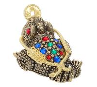 HAMPPLIES Copper Toad Sculpture Small Hollow 3-legged Money Frog Figurine Brass Desktop Decoration Feng Shui Ornament for Office and Living Room