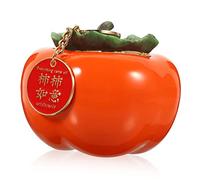 HAMPPLIES Creative Ceramic Persimmon Ornament with Cartoon Design for Year Decor Compact Desktop Decoration for Living Office and Festive Scene Adornment