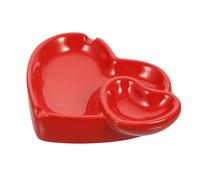 HAMPPLIES Creative Heart Shaped Ceramic Ashtray for Home and Office Deep Capacity Ashtray Ornament Stylish Red Decorative Smoking Accessory Suitable for Bars and Parties