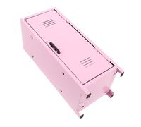 HAMPPLIES Decorative Pink Metal Mini Locker with Lock and Keys Multi-compartment Vanity Storage Organizer for Makeup and Cosmetics Stylish Desktop Storage Cabinet for Bedroom and Office