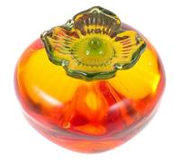 HAMPPLIES Delicate Glass Persimmon Model Decor for Tabletop and Shelf Realistic Yellow Fruit Ornament for Home Office Living Nature-inspired Craft