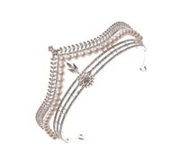 HAMPPLIES Delicate Pearl Crown Decorative Crown for Wedding Chic Bride Hair Decor for Girls Coronation Bridal Tiara Occasion