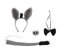 HAMPPLIES Donkey Ear Headband Donkey Tail Bowtie Nose Kids Costume Skin-friendly Cloth Material for School Plays Easter Party Accessories