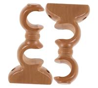 HAMPPLIES Double Curtain Rod Holders 2Pcs Wood Brackets with Roman Pole Fixed Base, Wall Mount Supports Thick or Layered Curtains for Home Window Projects