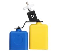 HAMPPLIES Dual Abs Cowbell Percussion Instrument Set for Drum Kit High Low Tones, Small Blue and Large Yellow Cow Bells for Music Band and Football Game Noise Makers