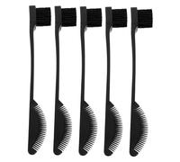HAMPPLIES Dual-ended Eyebrow Comb and Eyelash Separator Brush 5pcs Set Black, Precision Lash Tool Fan-shaped Tip for Brow Styling, Edge Hair Grooming, Suitable for Women Makeup Application