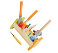 HAMPPLIES Educational Pounding Peg Workbench with Hammer Montessori Wooden Hammer Board for Boys and Early Learning to Skills and Coordination
