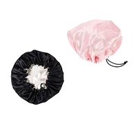 HAMPPLIES Elastic Satin Sleep Caps for Children 2pcs Adjustable Double-layer Hair Care Hats Baby Sleeping Caps Breathable Night Hair Protectors for Home Use (pink Black