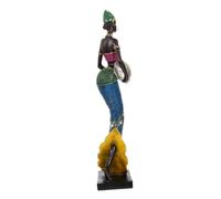 HAMPPLIES Elegant Hand-painted African Women Figure Resin Sculpture for Home and Office Decor Tribal Lady Ornament for Festive Tabletop and Shelf Decoration