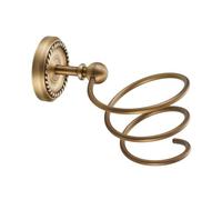 HAMPPLIES European Antique Brass Hair Dryer Rack Wall Mounted Bathroom Shelf Spiral Design Storage Holder for Hairdryer Flat Iron Curling Iron Organizer