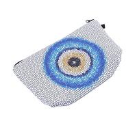 HAMPPLIES Evil Eye Makeup Bag for Women Portable Travel Toiletry Pouch with Zipper Spacious Skincare Organizer for Cosmetics and Toiletries Convenient Handheld Cosmetic Storage