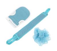HAMPPLIES Exfoliating Back Scrubber Double-Sided Body Shower Towel for Home Bathing Soft Skin-Friendly Material Deep Cleansing and Massage for Reach Areas Blue Kit
