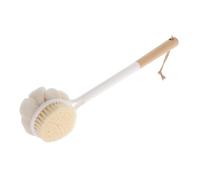 HAMPPLIES Extendable Body Brush for Showering with Long Wooden Handle Dual-Sided Soft Bristles Exfoliating Bath Scrubber and Back Cleaning Brush Quick Dry Hanging Loop for Full Body Use