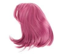 HAMPPLIES Fashion Violet Short Straight Bob Wig with Flat Bangs for Women Synthetic Hair Replacement with Easy Wear Cap Daily Costume Hairstyle Lightweight and Cute