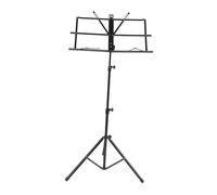 HAMPPLIES Folding Portable Music Stand with Vertical Book and Manuscript Rack, Adjustable Music Score Shelf for Home Practice and Reading