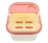 HAMPPLIES Foot Bath Bucket Small Beige Plastic Soaking Tub with Massage Function for Home Use and Travel Pedicure Foot Spa Basin