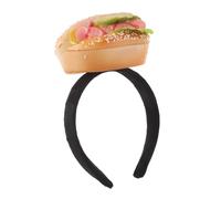 HAMPPLIES Funny Hamburger Shape Headband Lightweight Elastic Food Prop for Halloween Birthday Party Photo Booths and Live Streams Comfortable Novelty Burger Hair Hoop Accessory
