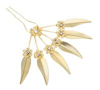 HAMPPLIES Gold Leaf Rhinestone Flower Hairpin Lightweight Shaped Hair Pin for Wedding Bridal Bridesmaid Hairstyle Party Elegant Metal Hair Accessory for Women