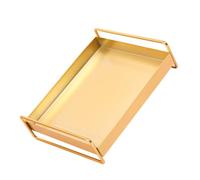 HAMPPLIES Gold Metal Desktop Storage Tray for Jewelry and Sundries Cosmetic Organizer with Mirror Polish Finish Stylish Large Shelf for Vanity Kitchen Bathroom Countertop Multifunctional