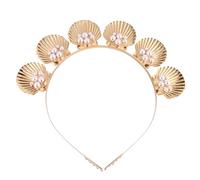 HAMPPLIES Gold Pearl Shell Headband for Women Elegant Decorative Hairband with Alloy Material Lightweight Beach Vacation Accessory Comfortable Fit for Daily Wear and Special Occasions