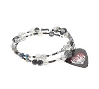 HAMPPLIES Guitar Pick Bracelet Beaded Skull Heart Pendant Adjustable Stretch Punk Heart Bracelet for Musician Rocker Resin Plastic Material for Men Women