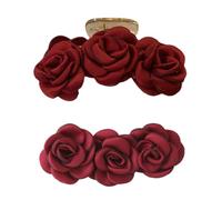 HAMPPLIES Hair Clip Claw Clip Hair Barrettes 2pcs Red Acrylic Rose Flower for Non-Slip Sturdy Design for Women Suitable for Daily Use and Most