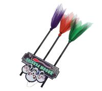 HAMPPLIES Halloween Wooden Witch Brooms Decor with Broom Parking Sign Indoor Outdoor Wall Hanging Ornament Easy Assembly Halloween Porch Decoration Family and Friends
