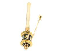 HAMPPLIES Handheld Tibetan Prayer Wheel with Dual Bearings Painted Alloy Cylinder Six-syllable Blessings for Spiritual Protection and Inner Peace Portable Religious Ornament for Men and