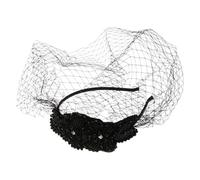 HAMPPLIES Handmade Black Mesh Headdress with Diamond Decor for Women Lightweight Retro Veil Headwear for Festivals Parties and Elegant Hair Styling Stylish Lady Mesh Headpiece