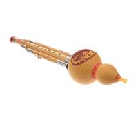 HAMPPLIES Handmade Chinese Hulusi Flute C Key Bamboo Gourd Traditional Musical Instrument for Beginners Alloy Reed for Pure Tone Natural Carved Gourd with Two Sub Pipes and One Plunger and