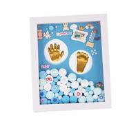 HAMPPLIES Infant Memory Photo Frame with Baby Handprint and Footprint Makers Kit, Acrylic Material, Golden Colour, Suitable for Baptism and Nursery Decor, Gift for Newborn Boys and Girls