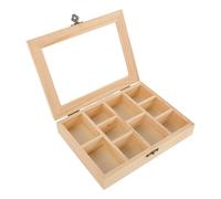 HAMPPLIES Jewelry Storage Box, Mineral Collection Box, Wooden 10 Compartment Organizer with Clear Lid for Crystal Rough Stones and Jewelry Pieces, Reduces Wear for School Activities