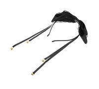 HAMPPLIES Lace Bow Hairband Wide Ribbon Headpiece with Tassels Elegant Lace Headband for Women for Weddings Parties Cosplay and Performances