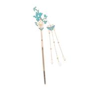 HAMPPLIES Lightweight Chinese Hair Pins Shaped Metal Flower Hair Accessories with Tassel Design for Women and Intricate Floral Pattern Comfortable Wear for Hanfu and Cultural Events Blue