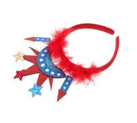 HAMPPLIES Lightweight Patriotic Headband for Independence Day Unisex July Hair Accessory with Statue of Liberty Crown Design Durable Red White Blue Striped Party Decoration for Veterans Day