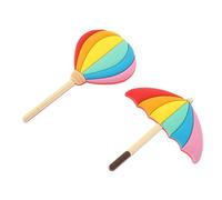 HAMPPLIES Magnetic Hooks and Space Saving Design 2pcs with Strong Bearing Capacity Assorted Colour Plastic Hooks in Umbrella and Balloon Shapes, Beautiful and Simple for Fridge and Home