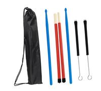 HAMPPLIES Maple Drumstick Set with Nylon Drum Brush and Wire Brush Non-slip Handles Lightweight Percussion Accessories Kit with Storage Bag for Beginner and Professional Drummers