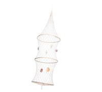 HAMPPLIES Mediterranean Style Fish Net Decor Nautical Hanging Wall Decoration for Beach Parties Bedroom Office Window Display with Elements and Shape