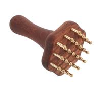 HAMPPLIES Meridian Massage Brush for Back and Legs Brass and Wood Material for Scalp Meridian Pressure Portable Massager Tool for Home Use