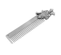 HAMPPLIES Metal Beard Comb for Men Zinc Alloy Dragon Pattern Styling Hairdressing Comb Silver Detangle Mini Grooming Tool for Mustache and Beard Care