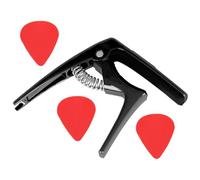 HAMPPLIES Metal Guitar Capo with Electronic Tuner for Acoustic Electric Guitars and Ukulele Includes Picks Portable Clip with Spring for Precise Rhythm and Intonation Random Color