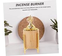 HAMPPLIES Middle East Style Large Wood Incense Burner with Gold Metal Lid Dual Use Censer and Candle Holder for Meditation Yoga Bedroom Study Office Aromatherapy and Home Decor