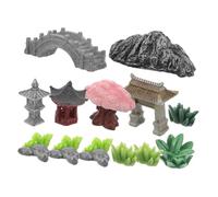 HAMPPLIES Miniature Zen Garden Statue with Chinese Rockery and Bridge Asian Landscape Ornament for Terrariums Fairy Gardens Bonsai Decoration Micro Landscape Craft