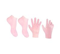 HAMPPLIES Moisturizing Exfoliating Socks Gloves Set Pink XL Callus Remover Foot Care for Dry Skin Calluses Comfortable and Skin Friendly for
