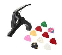 HAMPPLIES Multi-Function Acoustic Electric Guitar Capo Clamp Part with Stable Pressure and High Elastic Spring, Plastic Material Guitar Pick Set for Music Teachers and Professionals