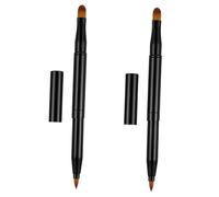 HAMPPLIES Multi-Purpose Makeup Brush Double-Headed Dual-Purpose Retractable Lip Brush 2Pcs 20Cm Black Plastic with Artificial Fiber for Daily and Professional Use