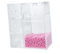 HAMPPLIES Multifunctional Acrylic Makeup Brush Holder with Pearl Detail, Dustproof Cosmetic Brush Organiser with Lid and Jewelry Storage Drawer for Vanity and Dressing Table