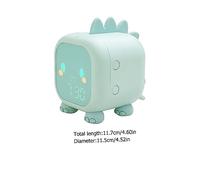 HAMPPLIES Multifunctional USB Alarm Clock with Sleep Sound and Night Light Cartoon Silicone LED Bedside Timer for Teens Bedroom Voice Reporting Eye Protection Green Light